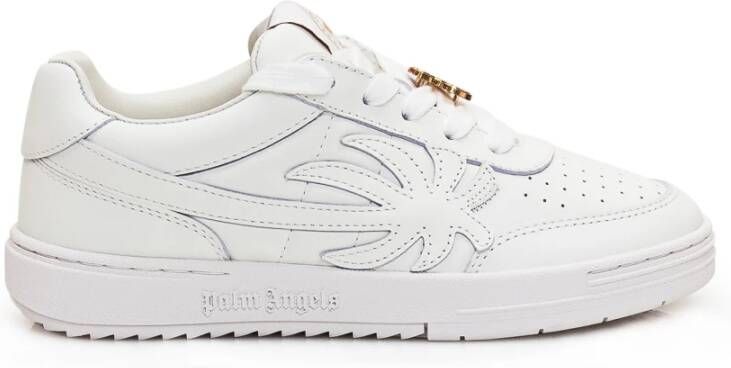 Palm Angels Witte Leren Sneakers met Gouden Monogram White Dames