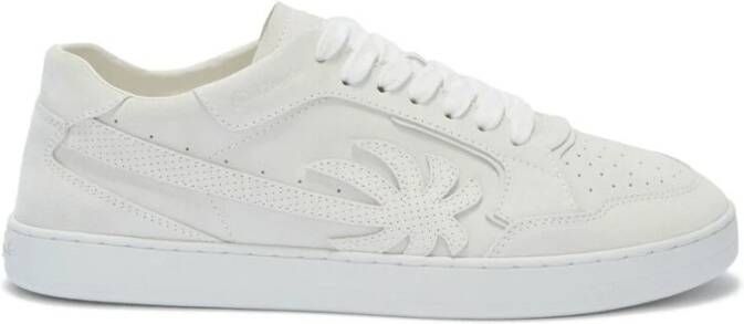 Palm Angels Witte Leren Sneakers met Palmboom Motief White Heren