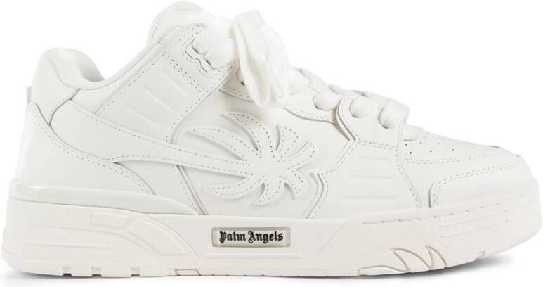 Palm Angels Witte Leren Sneakers met Palmboom White Heren