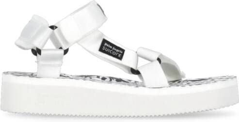 Palm Angels Witte stoffen sliders met logostraps White Dames