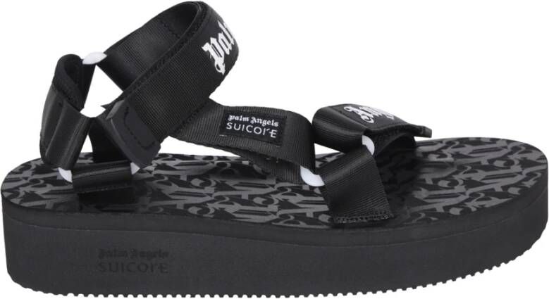 Palm Angels Zwarte Sneakers met Band en Logo Detail Black Dames