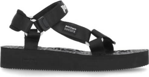 Palm Angels Zwarte Slippers met Logo Straps Black Heren