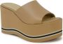 Paloma Barceló Beige Leren Sleehak Sandalen Ss24 Beige Dames - Thumbnail 1