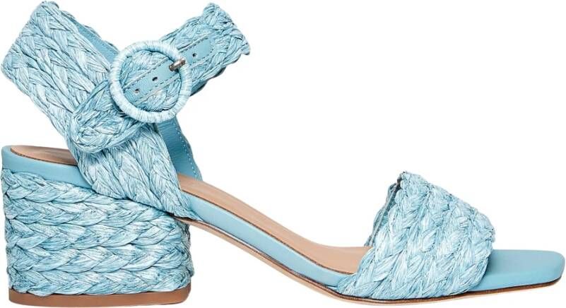 Paloma Barceló Blauwe Geweven Raffia Sandalen Ss23 Blue Dames