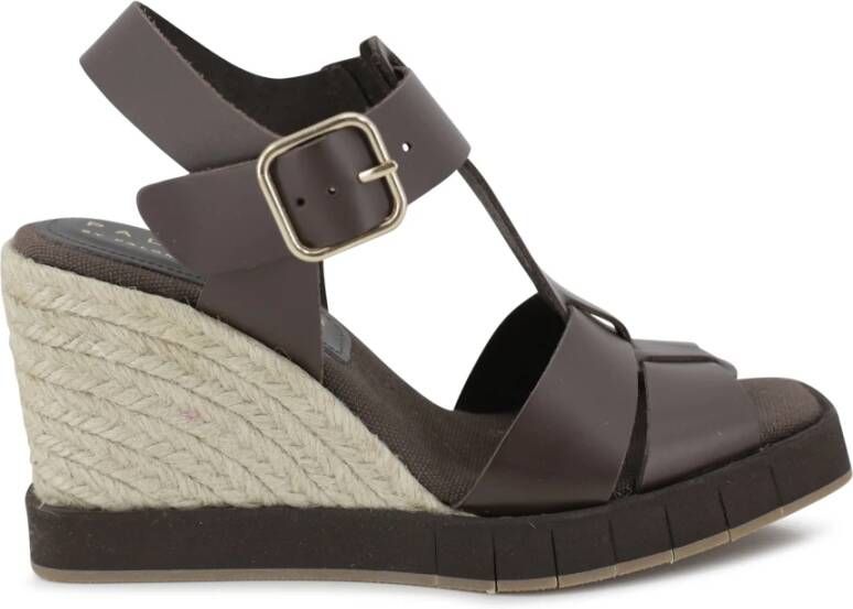 Paloma Barceló Bruin leren sleehak sandalen Carla espadrilles Brown Dames