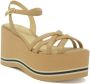 Paloma Barceló Bruin Leren Sleehak Sandalen Ss24 Beige Dames - Thumbnail 1