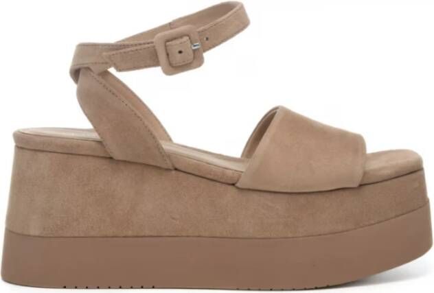 Paloma Barceló Bruine Leren Enkelband Sandalen Brown Dames