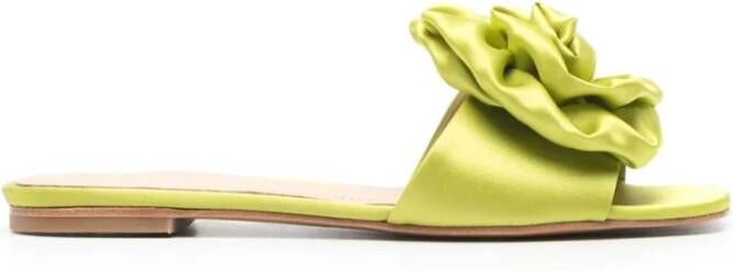 Paloma Barceló Calipso Satin Bloemen Applique Sandalen Green Dames