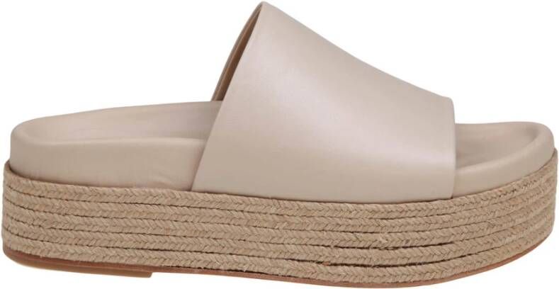 Paloma Barceló Ivoor Leren Sleehak Sandalen Beige Dames