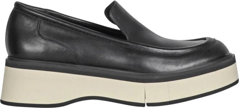 Paloma Barceló Leren platform loafers met ronde neus Black Dames