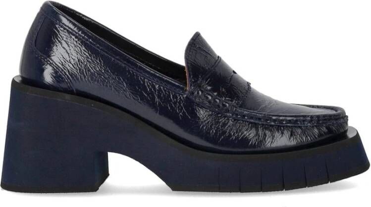 Paloma Barceló Marineblauwe hakken loafer met plateauzool Blue Dames