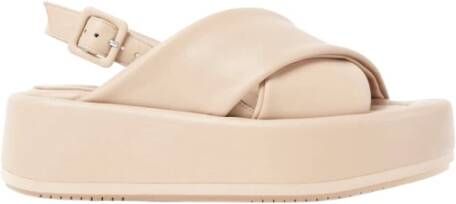 Paloma Barceló Napasilk Honey Leren Platte Sandalen Beige Dames