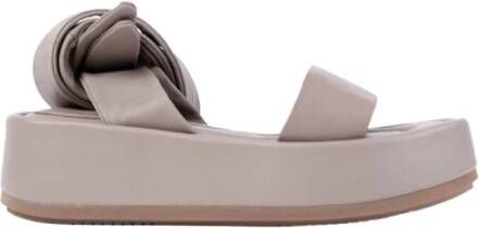 Paloma Barceló Napasilk Taupe Leren Platte Sandalen Beige Dames