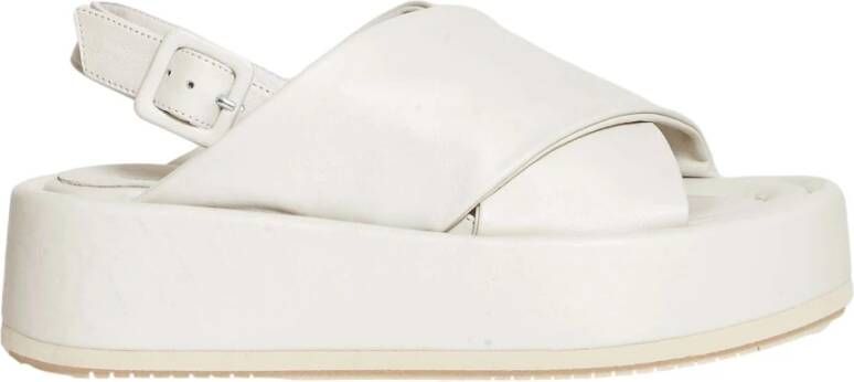 Paloma Barceló Witte Leren Sleehak Sandalen White Dames