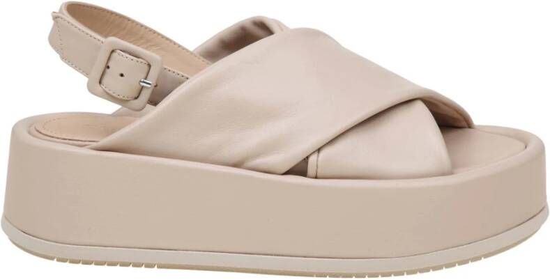 Paloma Barceló Zachte Leren Ivory Sandaal Ss24 Beige Dames