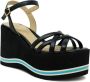 Paloma Barceló Zwarte Leren Sleehak Sandalen Ss24 Black Dames - Thumbnail 1