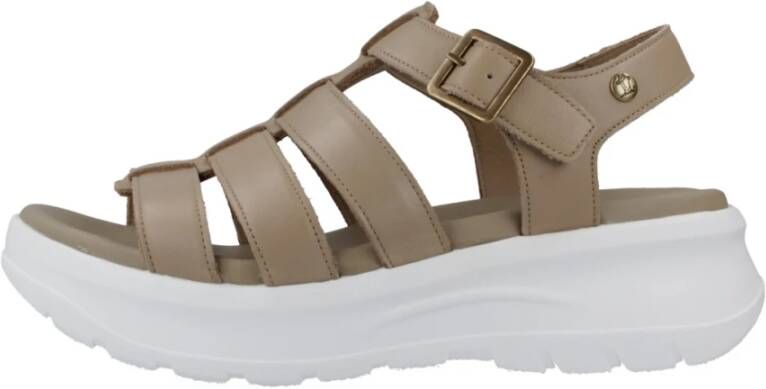 Panama Jack Stijlvolle Platte Sandalen Beige Dames