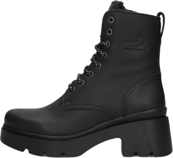 Panama Jack Zwarte Leren Veterschoenen Black Dames