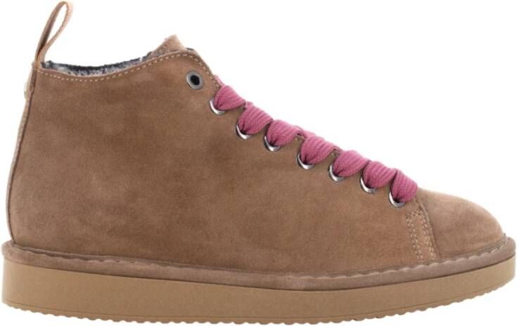 Panchic Beige Sneakers met Fuchsia Veters Beige Dames