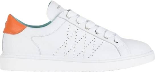 Panchic Wit-Oranje Leren Veterschoenen White Heren