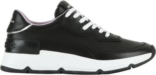 Panchic Zwart-Zilver Leren Dames Sneakers Black Dames