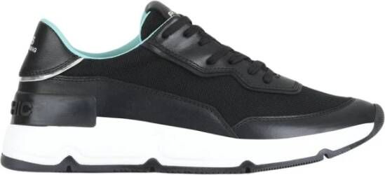 Panchic Zwarte Mesh Suède Sneakers met Spiegelend Leer Black Heren