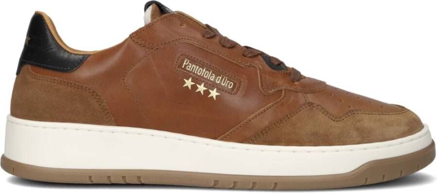 Pantofola D'Oro Bruin Leren Lage Sneakers Brown Heren