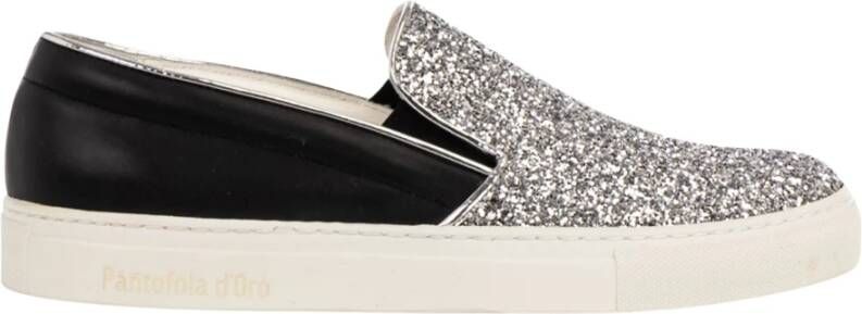 Pantofola D'Oro Dames Slip-On Sneakers Metallic Zwart Zilver Gray Dames