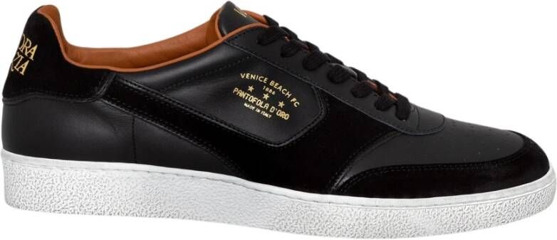 Pantofola D'Oro Zwarte leren retro voetbalsneakers Black Heren