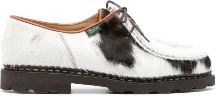 Paraboot Leopard Print Derby Platte Schoenen White Heren