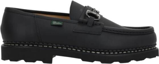 Paraboot Zwarte leren mocassin met metalen detail Black Heren