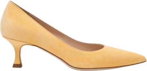 Parallele Gele Suède Puntige Pump Yellow Dames