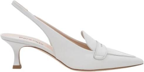 Parallele Lattice Leren Slingback Hakken Beige Dames