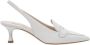 Parallele Lattice Leren Slingback Hakken Beige Dames - Thumbnail 1