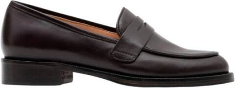 Parallele Leren Mocassin Espresso Zwarte Hak Brown Dames