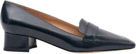 Parallele Marineblauwe Leren Loafers met Stikdetail Blue Dames