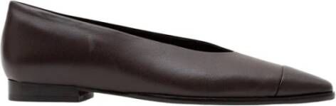 Parallele Moderne Espresso Leren Ballerina Schoen Brown Dames