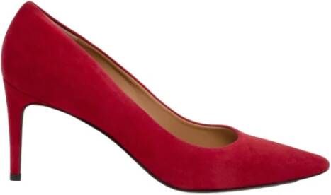 Parallele Rode Suède Pumps met Puntige Neus Red Dames