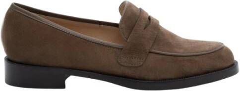 Parallele Taupe Suède Loafer met Bruine Leren Hak Brown Dames