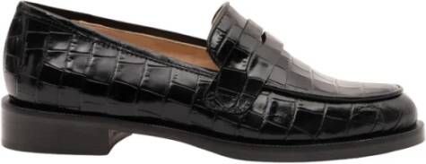 Parallele Zwarte Krokoprint Leren Mocassin Black Dames