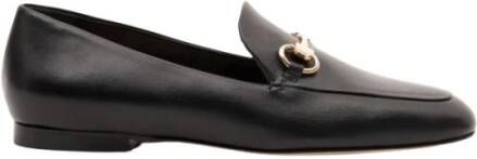 Parallele Zwarte Leren Mocassin Ornament Accessoire Black Dames