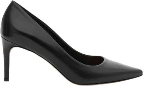 Parallele Zwarte leren puntige stilettohakken Black Dames