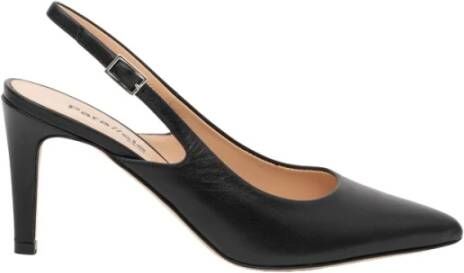 Parallele Zwarte leren slingback hakken Black Dames