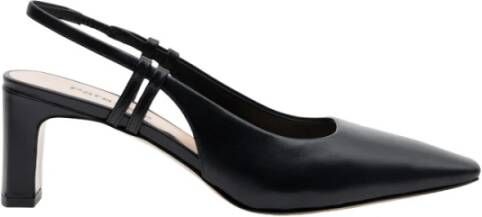 Parallele Zwarte leren slingback hakken Black Dames