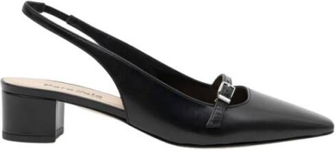 Parallele Zwarte Leren Slingback Schoenen Black Dames