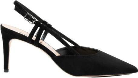 Parallele Zwarte Slingback in Suède met Zilveren Gesp Black Dames