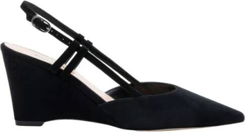 Parallele Zwarte Slingback Suède Hakken Black Dames