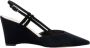 Parallele Zwarte Slingback Suède Hakken Black Dames - Thumbnail 1