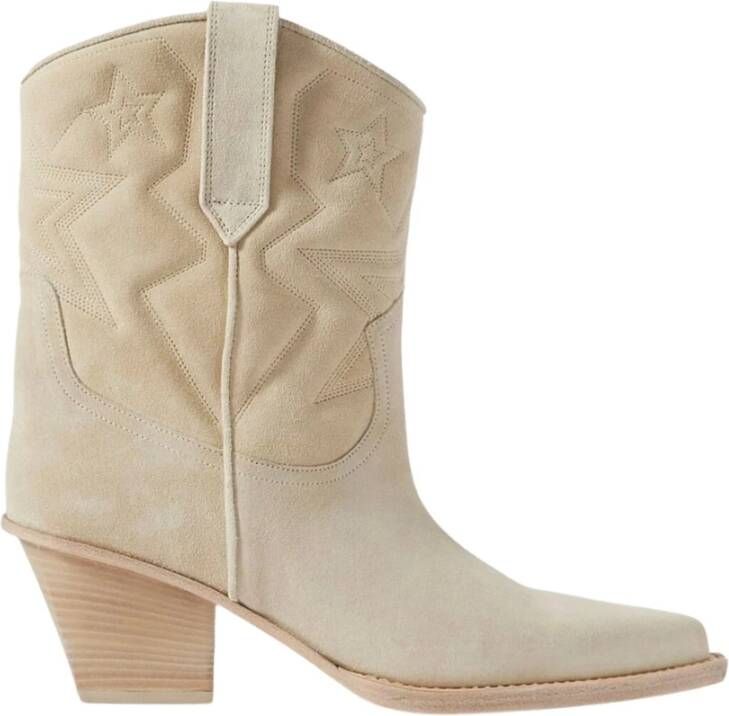 Paris Texas Beige Suède Laarzen met Sterpatroon Beige Dames