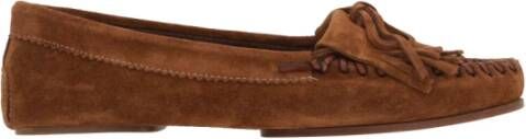 Paris Texas Bruine Suède Loafers met Franjes Brown Dames